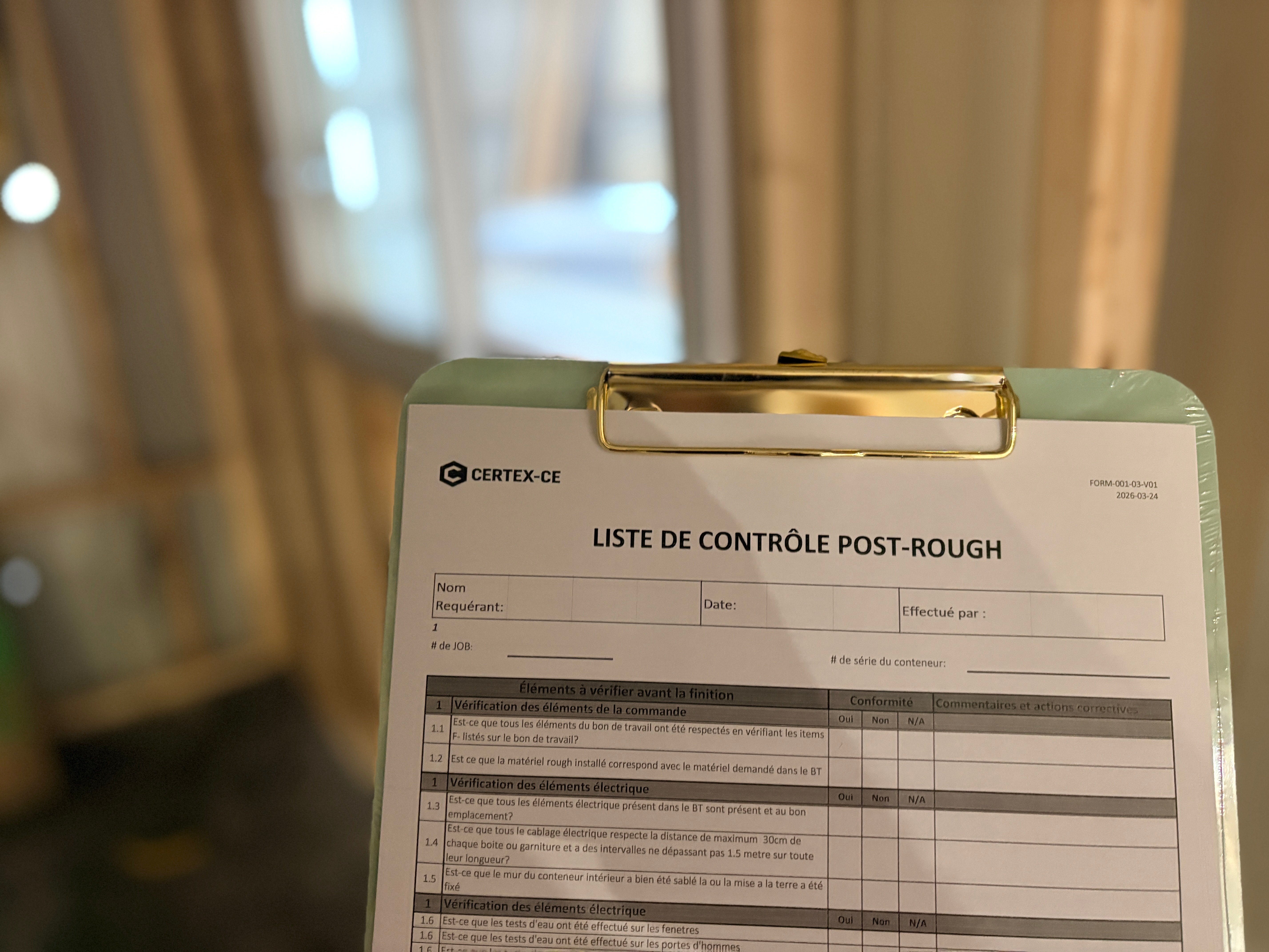 inspection post-rough CERTEX